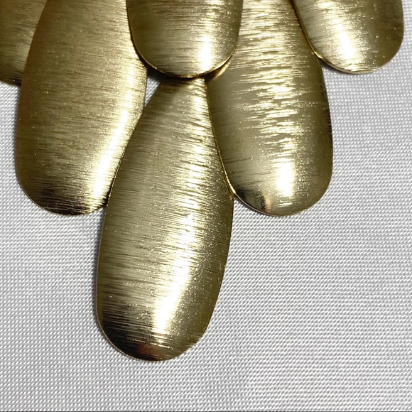 Chandelier earrings textured gold tone hook ear. Length 4 1/2” width 1 3/4” - Picture 2 of 5